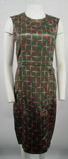 Marc Jacobs olive green with pink print sleeveless sheath dress size 6 