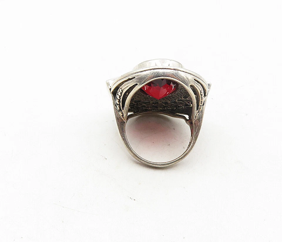 NICKY BUTLER 925 Sterling Silver  Vintage Red Topaz Cocktail Ring Sz 6  RG9041 - Image 4 of 4