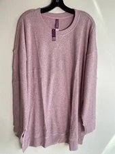 Adore Me Womens 1X Ritza Oversized Waffle Knit Sweater Blush Pink 12101