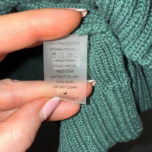 PERUVIAN CONNECTION Aran Fisherman SS Sweater Cable Knit Boho - Green M/L - Picture 5 of 5