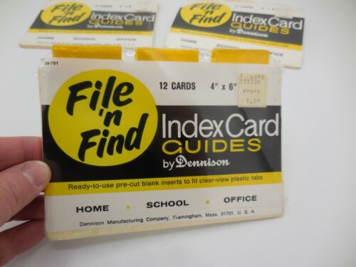3 File 'n Find Index Card Guides by Dennison NIP 12 Cards 4" x 6" - Picture 2 of 3