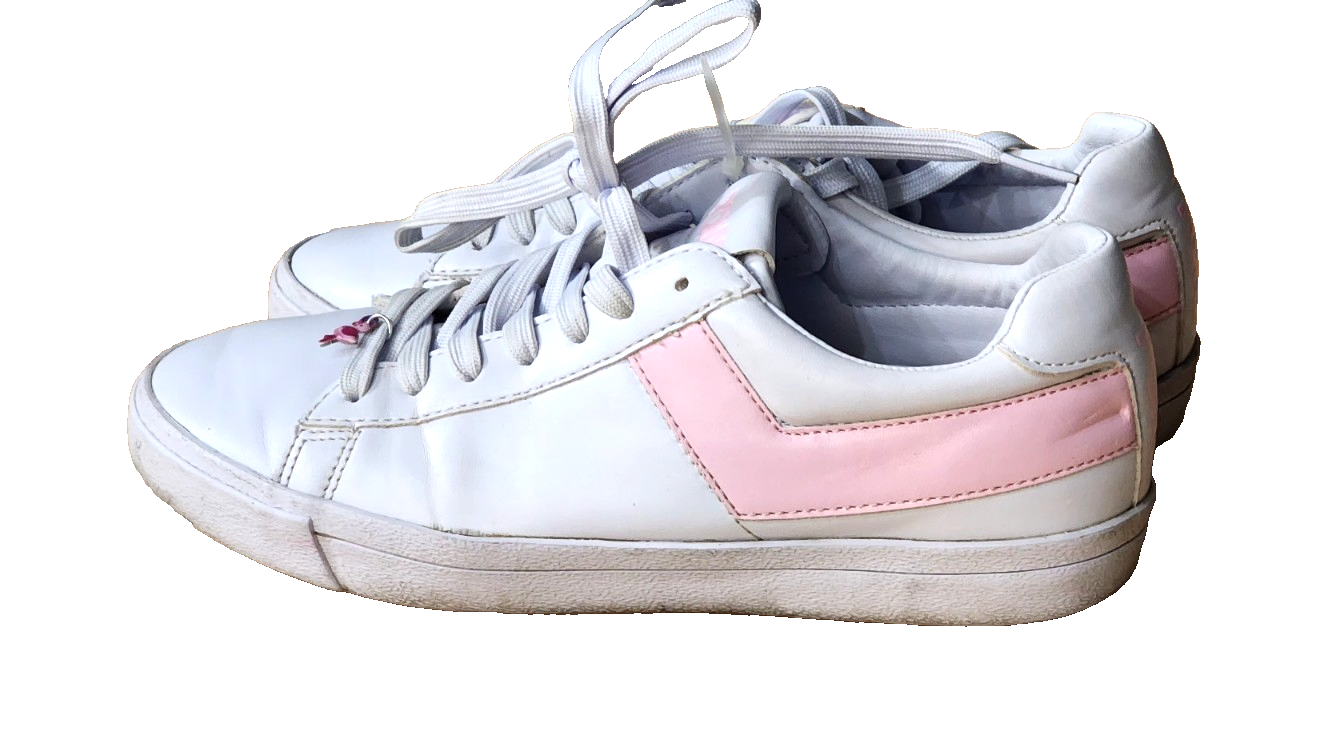 PONY Sneakers donna top star basse retrò moda bianco rosa taglia 7 RARA