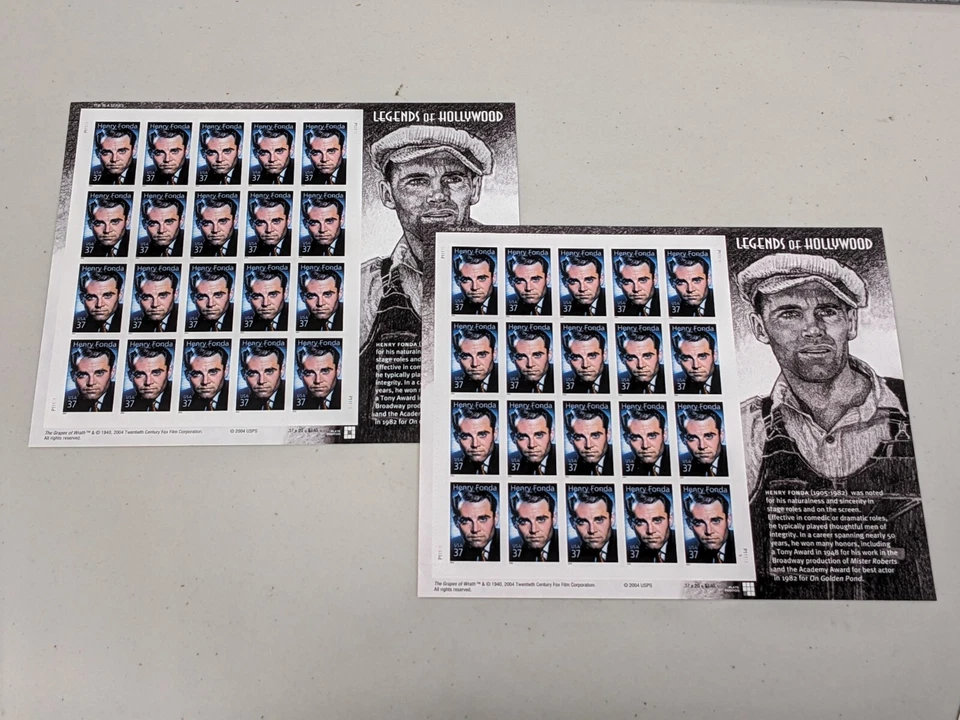 US Stamp Sheets Lot - Henry Fonda Legends of Hollywood, Ronald Reagan, Aircraft - Image 2 of 4