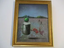 RICARDO MAYA AUTHENTIC ORIGINAL PAINTING SURREALISM BIRD LANDSCAPE DALI STYLE