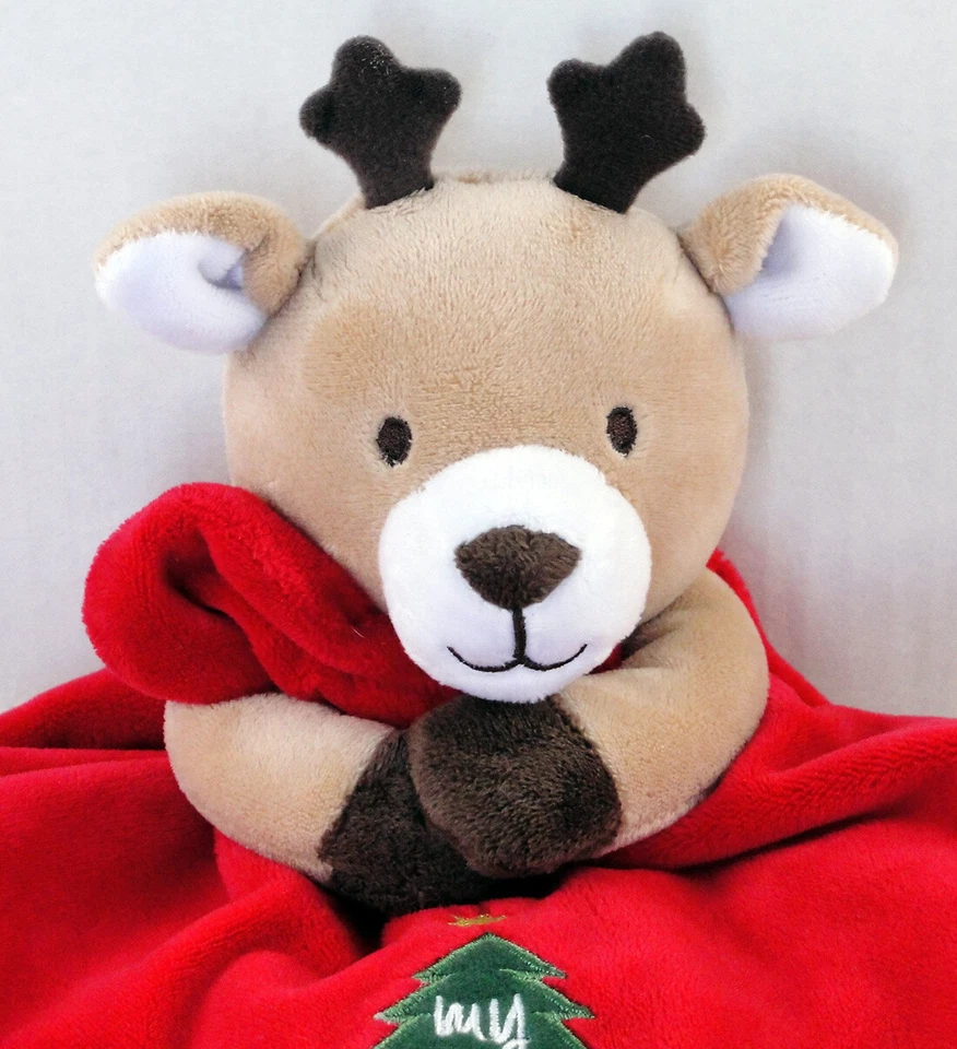 Красное милое плюшевое защитное одеяло с оленями Baby Starters My First Christmas Reindeer - Изображение 2 из 4