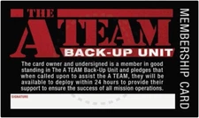THE A-TEAM BACK-UP UNIT MEMBERSHIP CARD - VINTAGE FANTASY