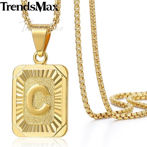 Mens Women Chain Pendant Necklace Gold 