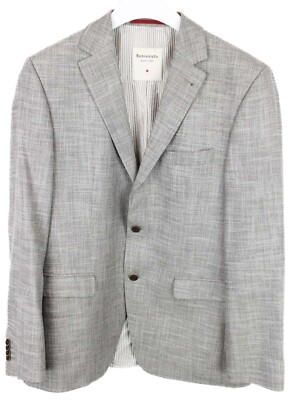 Benvenuto Fernando Blazer Herren (Eu) 52 Wolle Leinen Mischung Kerbe Revers Grau