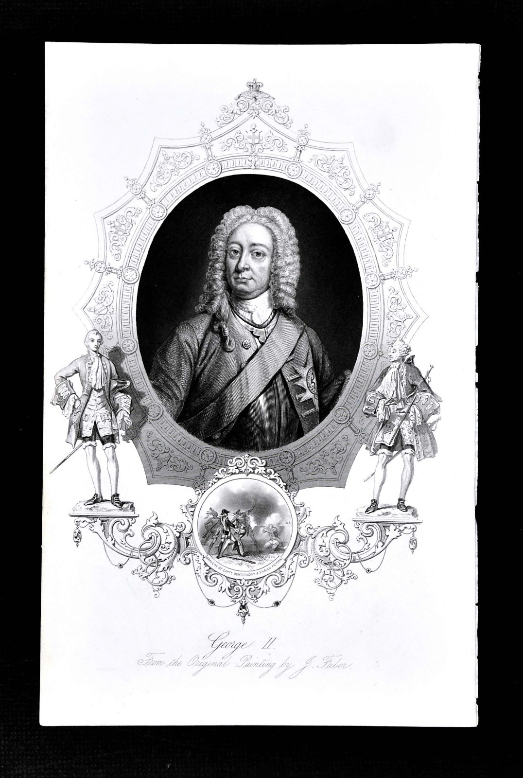 c 1850 Print - Portrait of King George II -  Great Britain English Monarch UK
