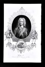c 1850 Print - Portrait of King George II -  Great Britain English Monarch UK