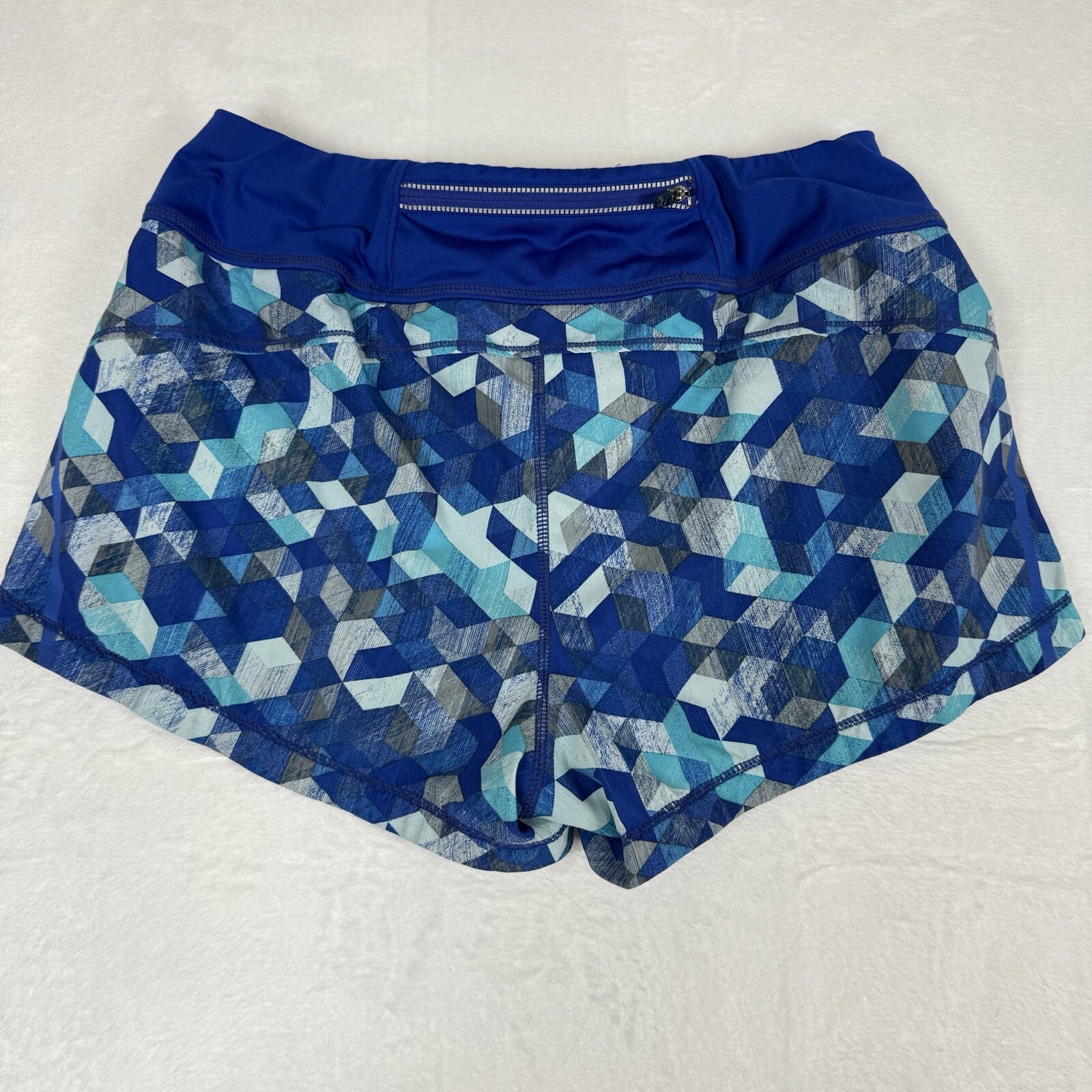 Athleta Pulse Triangular Running Shorts Blue Geom… - image 5
