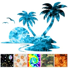Tropical Island Palm Trees - Decal Sticker - Multiple Patterns & Sizes - ebn6437