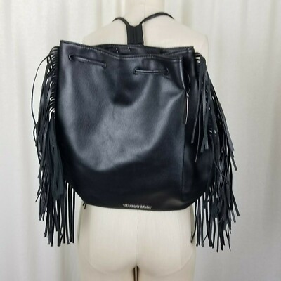 NWT Victorias Secret Black Fringe Backpack Rucksack Cinch  display picture 1