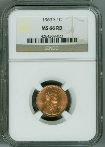 1969 S NGC MS66 RD Penny Lincoln Cent, Bright Cherry Red Beauty!