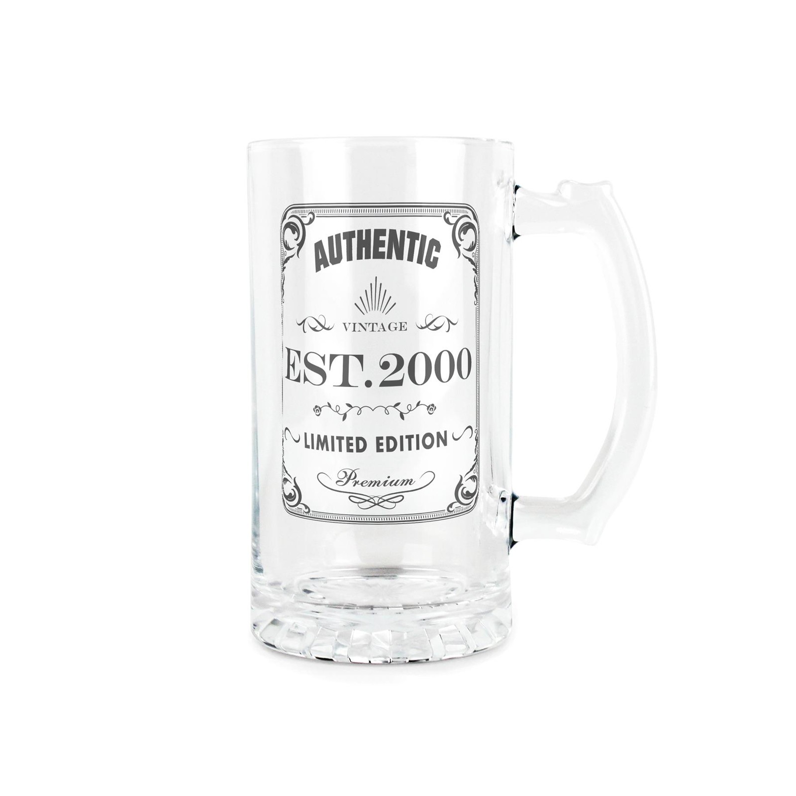 Born in 2000 Gift Glass Stein - Vintage Beer Glass Present - 450ml Tankard Mug