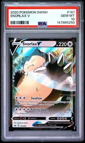 2020 POKEMON SWORD & SHIELD #141 SNORLAX V PSA 10