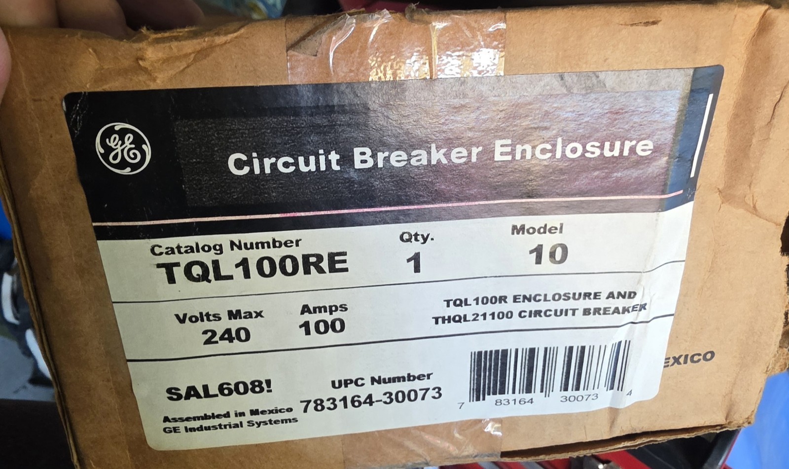 GE Circuit Breaker Enclosure TQL100RE 100A 240V Steel Model 10 Branch Circuit