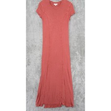 Anthropologie Silence & Noise Dress Women XS Crew Maxi Ribbed Knit Pink Fitted