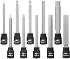 Extra Long Allen Hex Bit Socket Set 10 Pack - Long 6 Hex Bit In 38 Drive S