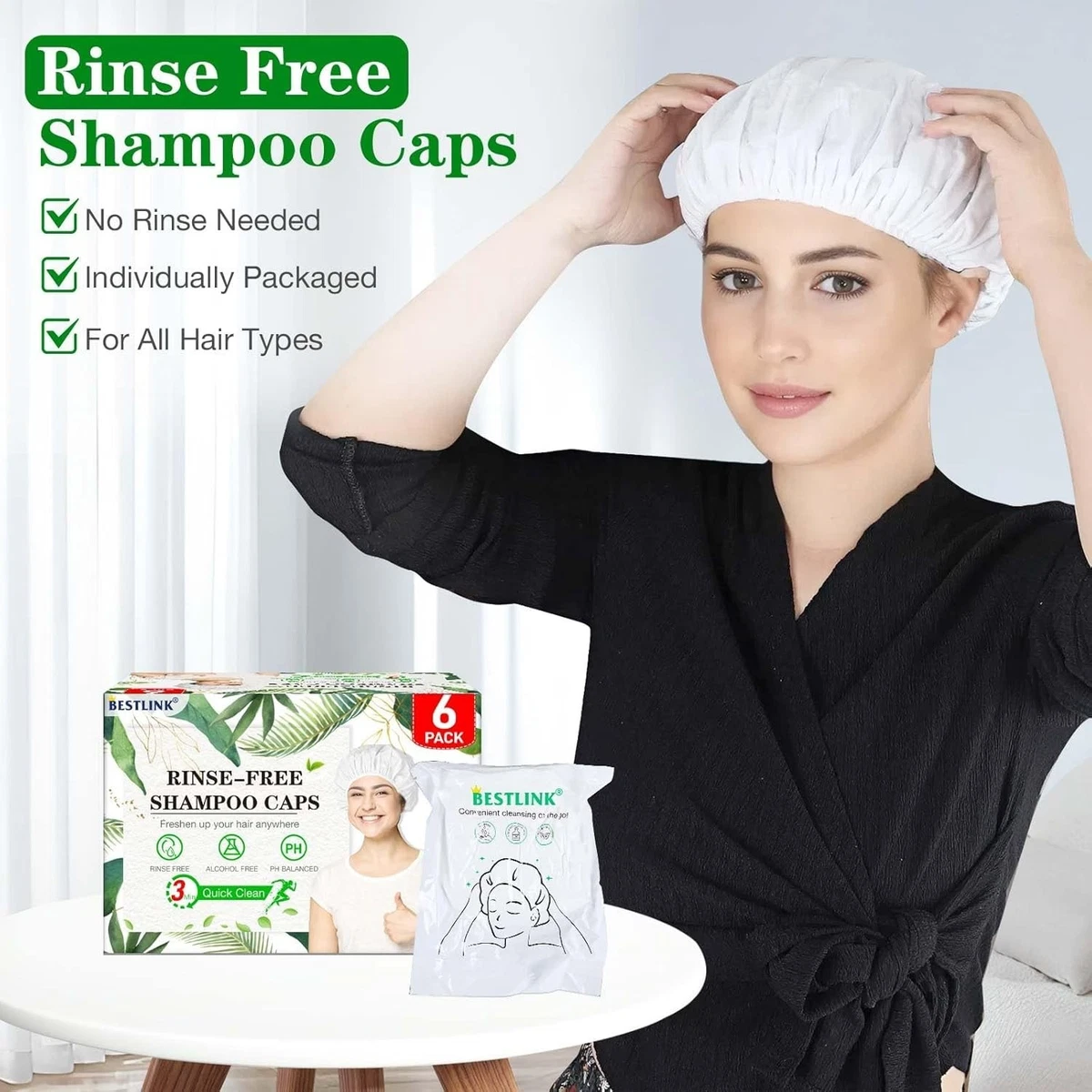 No Rinse Haarwäsche Shampoo Caps für ältere Bettlägerige Krankenhauspflege 6er Pack