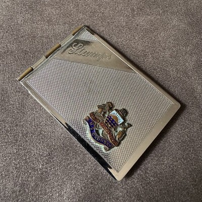 VINTAGE R.M.S ORONSAY ORIENT LINE SHIP  DECO FOLDING CHROME POSTAGE STAMP CASE