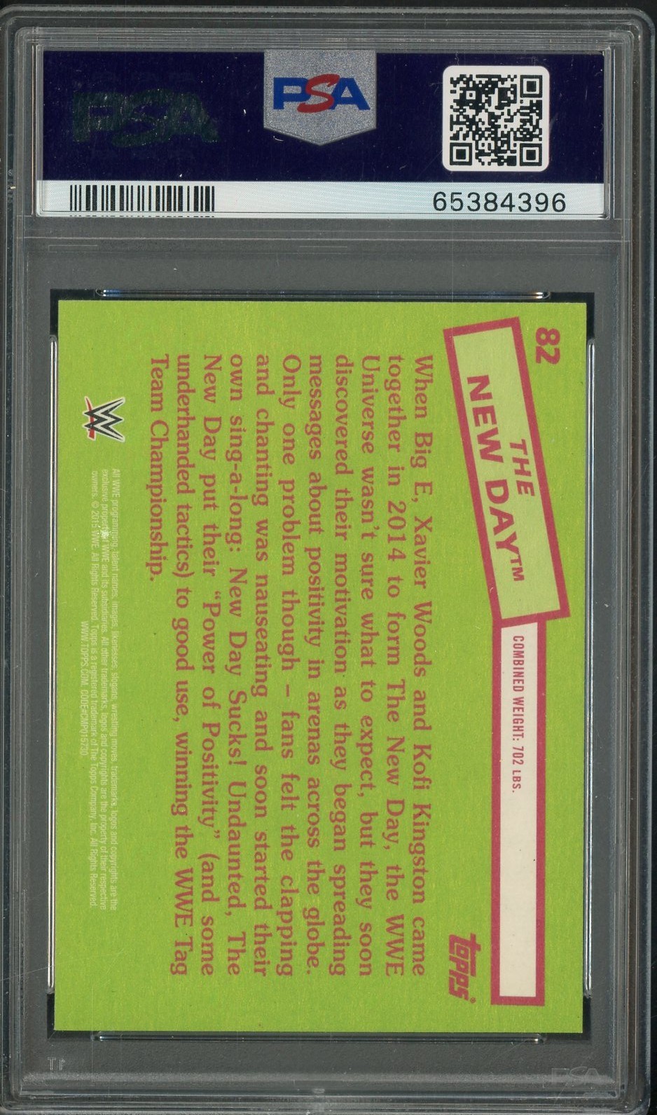 PSA 10 2015 Topps WWE Heritage The New Day #82 Wrestling Card view 2