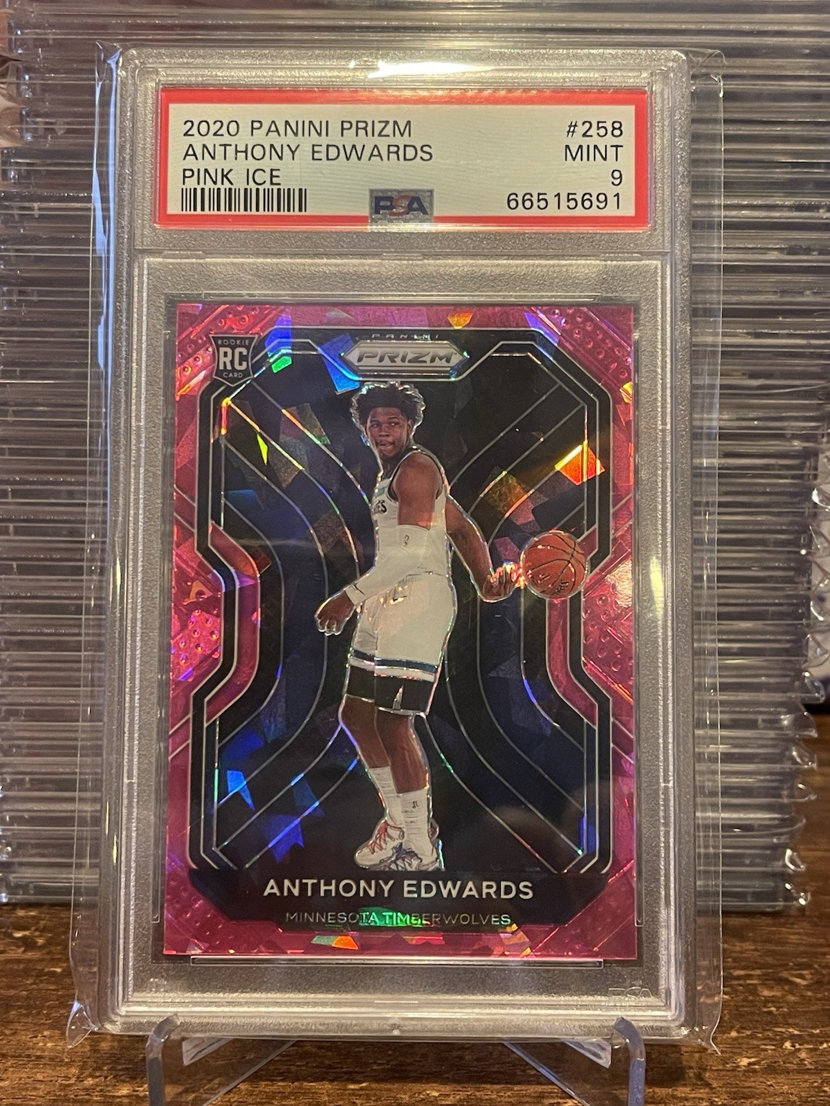 2020-21 Panini Prizm Anthony Edwards Pink Ice #258 PSA 9 MINT Rookie RC