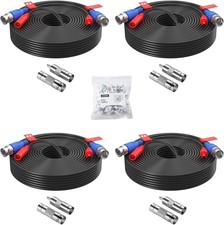 ZOSI 4 Pack 100ft 30 Meters 2-in-1 Video Power Cable, BNC Extension Surveillan
