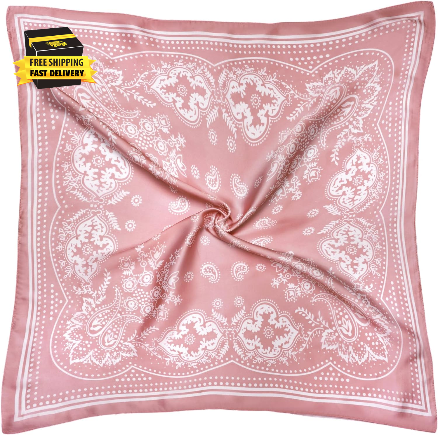 27.5 Inches Silk Head Scarf for Women Men Vintage Bandanas Satin Hair Scarf Silk