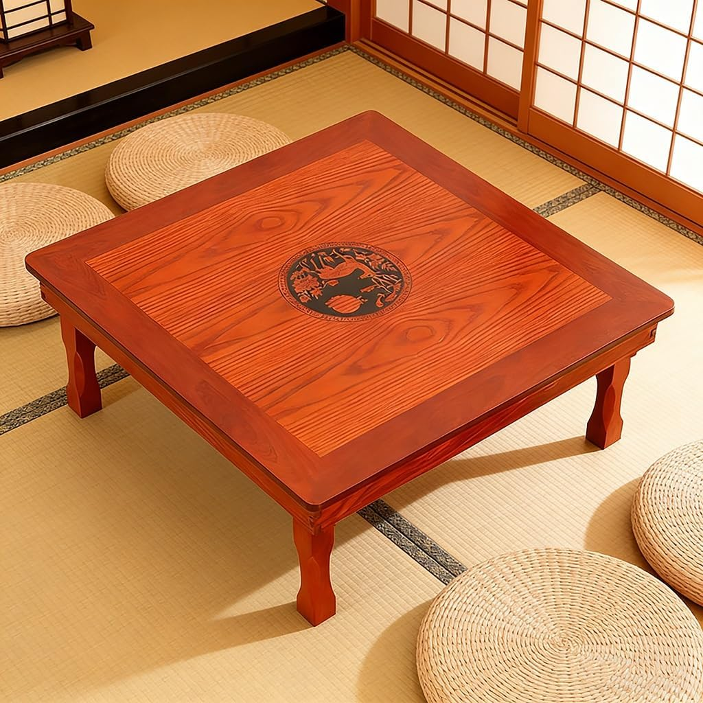 Portable Folding Coffee Table - Japanese Style Wooden Low Table, 60cm