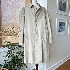 Vintage 1970s London Fog Maincoats Mens 44 Reg Faux Fur Lined Khaki Trench Coat