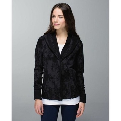 Lululemon To Class Jacket Black Gray Size 10 Thumbholes fall autumn basic