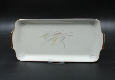 Edelstein Goldrand Servierplatte Kuchenplatte mit Griffen