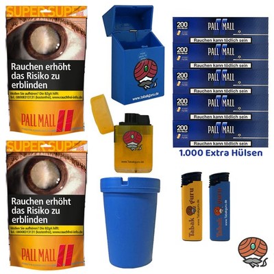 Pall Mall Allround Volumentabak Super Beutel 2x 133g, Blue Xtra Hülsen Zubehör
