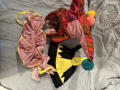 Two Halloween Clown Hats Neck Ruffle Handmade New Child, Small Adult Or Even Dog