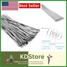 Heavy Duty Stainless Steel Metal Zip Ties - 100pcs, 11.8 Inch, Heat Resistant...