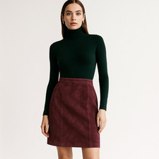 VTG Global Identity 100  Suede Leather Pencil Skirt Women  s Size 9/10 Burgundy