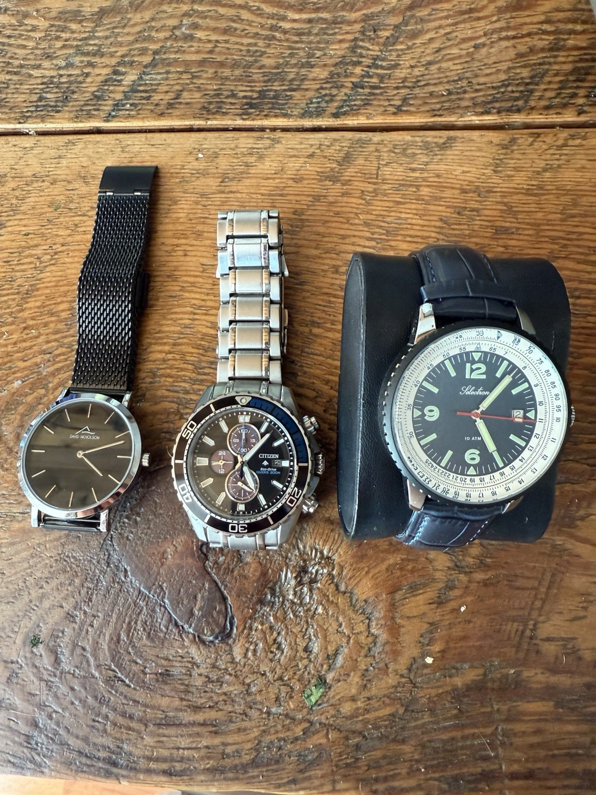 3 Watch Lot, Citizen Eco-drive, Selectron Quartz, Da… - Gem