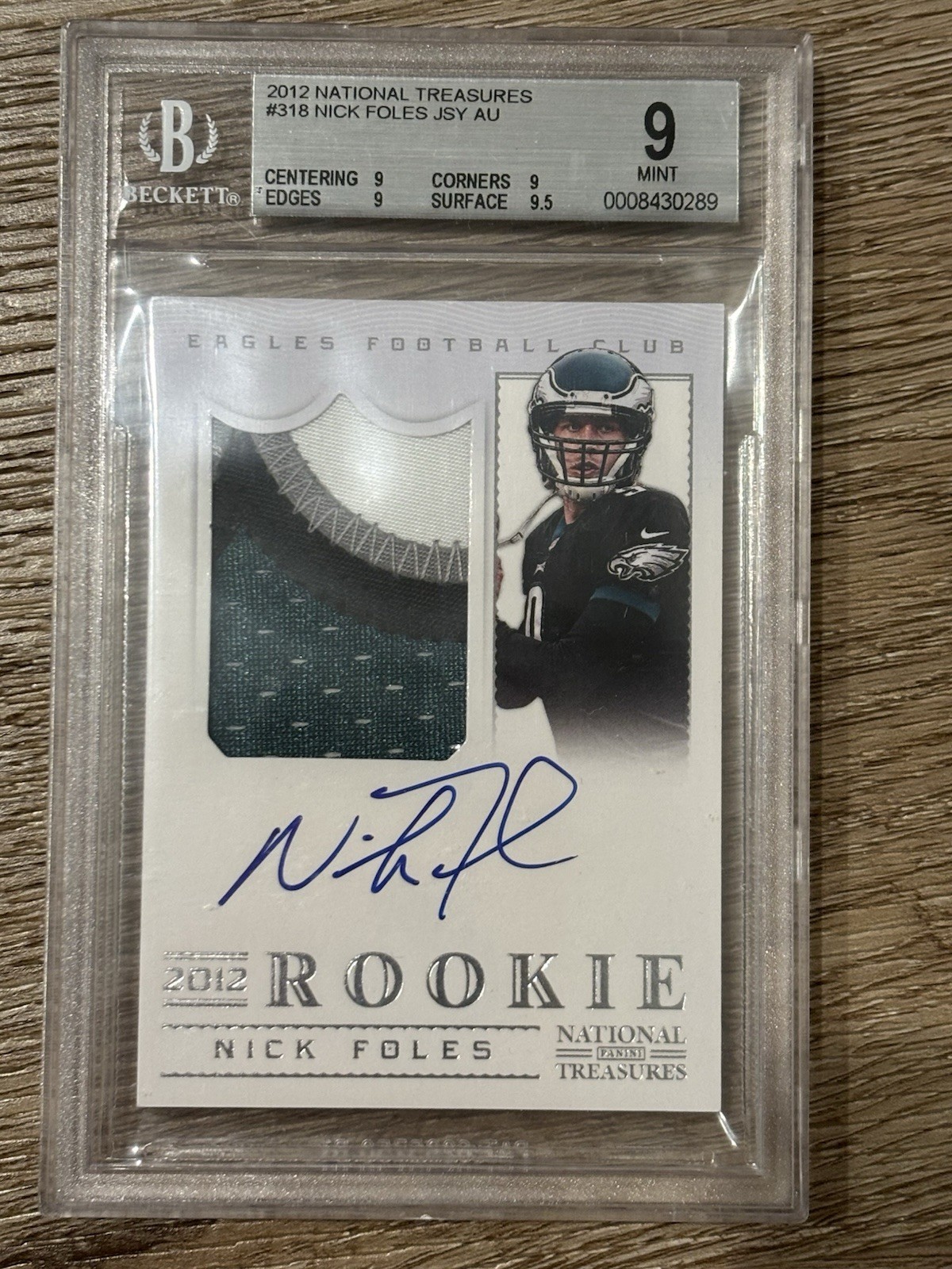 NICK FOLES 2012 PANINI NATIONAL TREASURES #318 ROOKIE PATCH AUTO /99 EAGLES RC