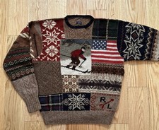 NWOT Polo Ralph Lauren 96 Anniversary Skier Hand Knit Sweater L Top Tag Missing