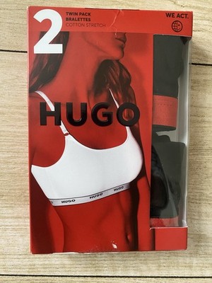 DOPPELPACK schwarz rot HUGO BRALETTES BH (S)