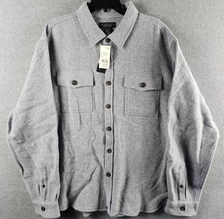 The Men's Store at Bloomingdale's Wool Button Front Overshirt XL Stone Wash L/S - product detail image 1