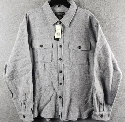 The Men's Store at Bloomingdale's Wool Button Front Overshirt XL Stone Wash L/S - product listing photo