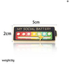 Funny Social Battery Slider Pin   7-Mood Expression Badge, Cute Interactive Pin