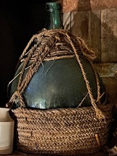 Two Large Green Glass Bottles