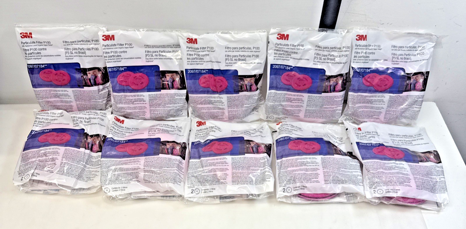 10 Pack 3M 2097 P100 Particulate Filter With Organic Vapor Relief - 20 filters