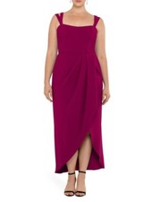 XSCAPE Womens Slitted Sleeveless Scoop Neck Maxi Evening Sheath Dress