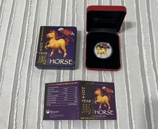 2014 Tuvalu Year of the Horse 1/2 oz Colorized Proof .999 Silver