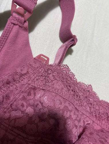 M&S NON WIRED, Cotton Mix Maternity Nursing T-shirt Bra In PINK Size 38C - Picture 4 of 11