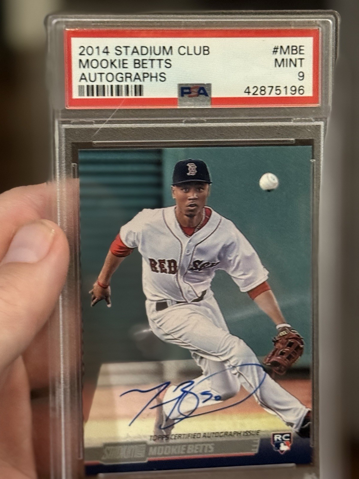 2014 STADIUM CLUB AUTOS #MBE MOOKIE BETTS PSA 9 MINT Rookie